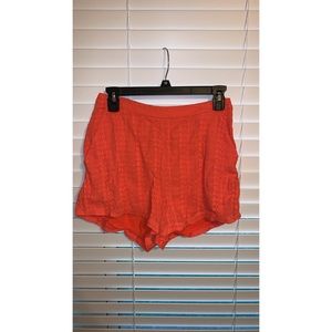 Orange linen shorts